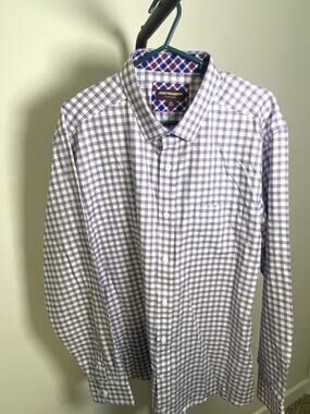 L-992 Set of 2 Johnston & Murphy XL Button Down Shirts - Plaid, Geometric, Flor